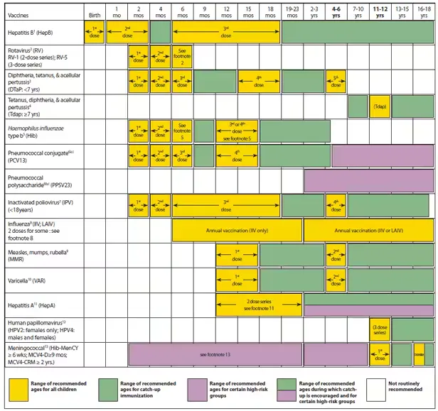 CDC Vaccine Schedules